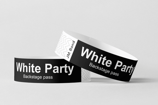 Paper Wristbands - White Print Paper wristbands JM Band®