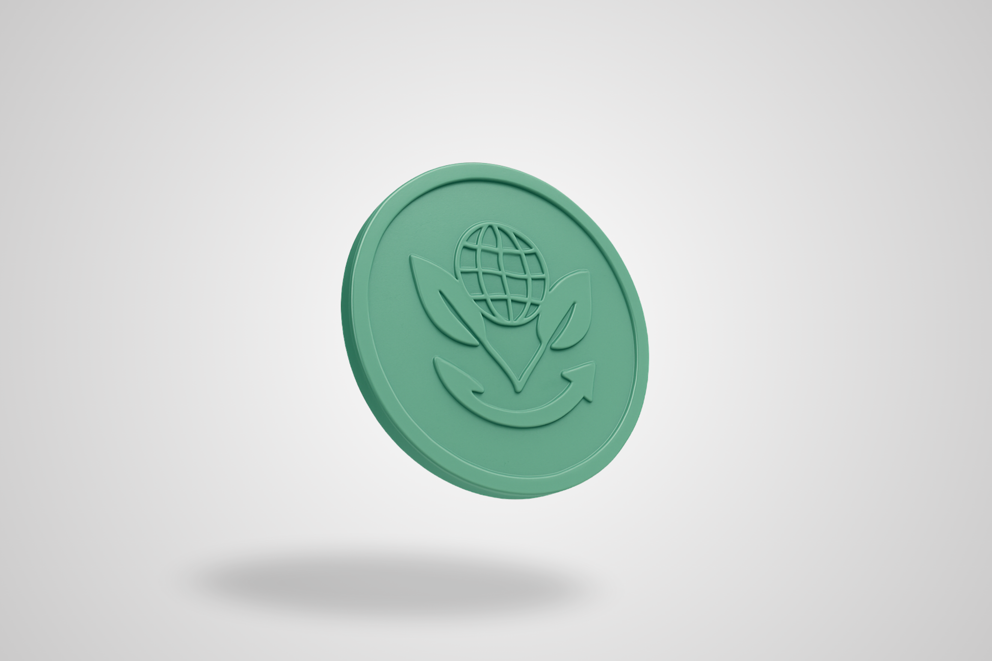 A photo of an embossed plastic token made from recycled plastic