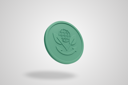 A photo of an embossed plastic token made from recycled plastic