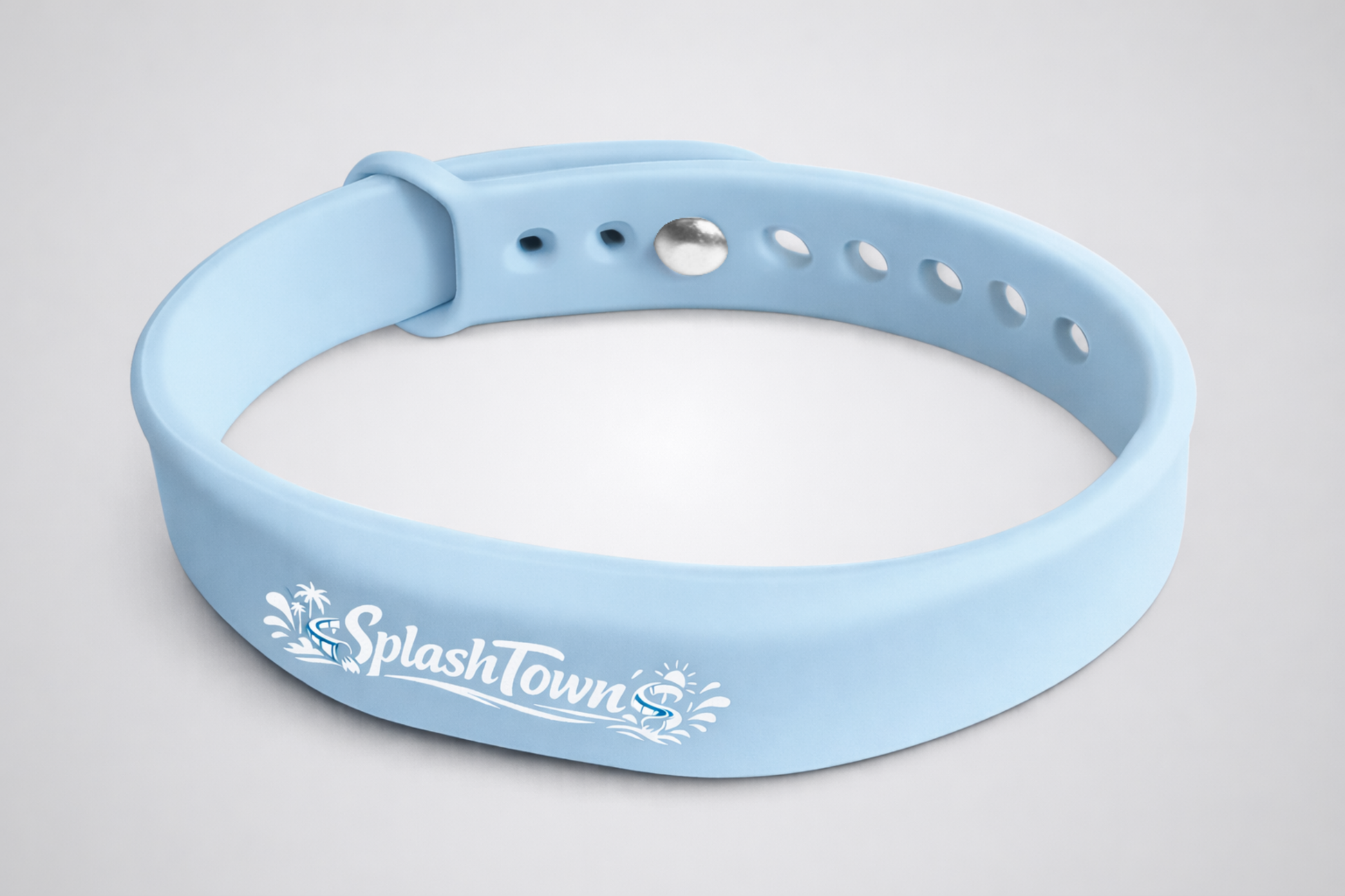 Ein Foto eines Silikonarmbands mit NFC und individuellem Design von JM Band®