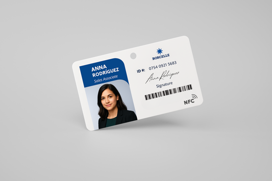 A photo of an employee card with built-in NFC