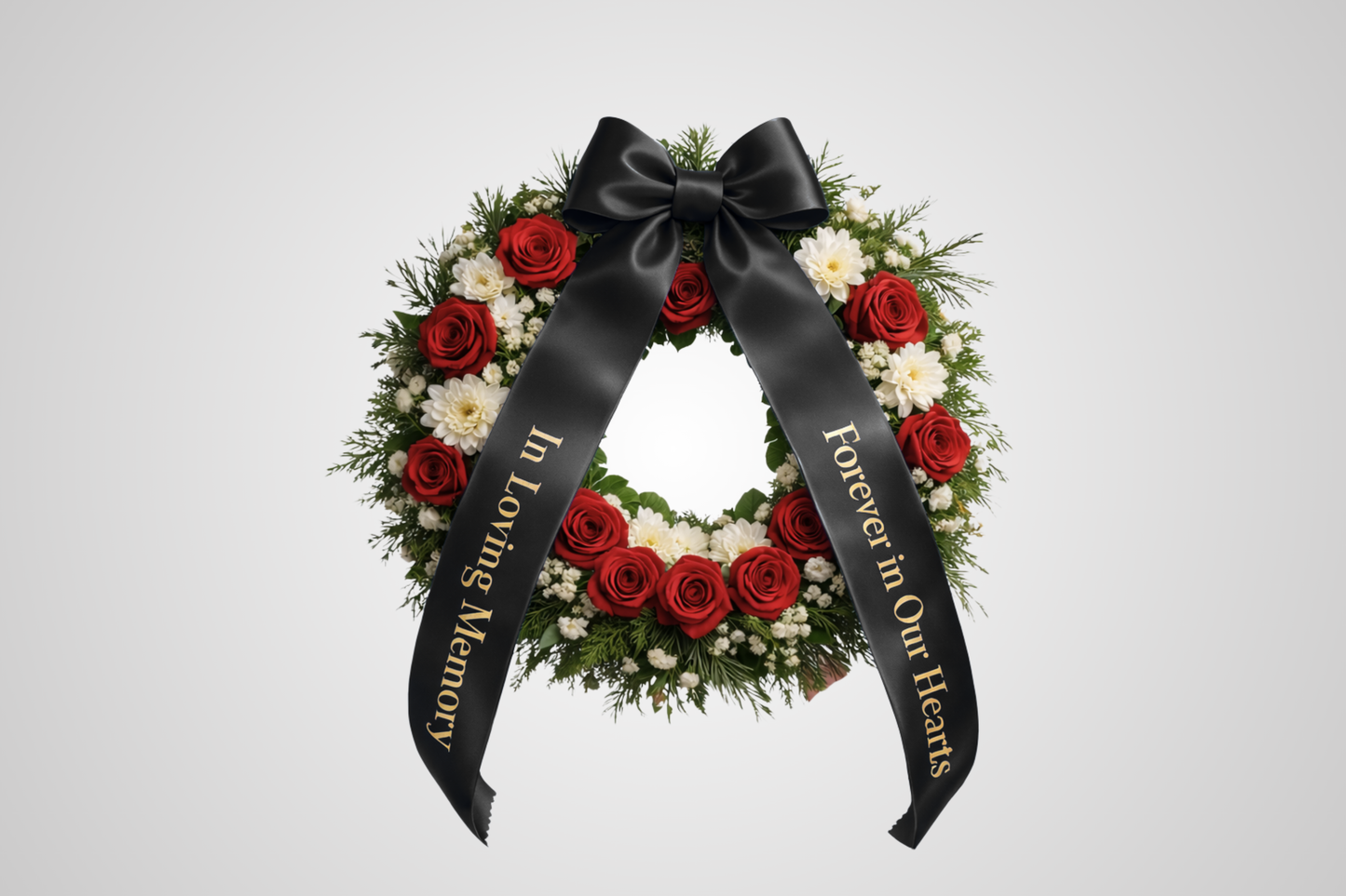Schwarzes, umweltfreundliches Satin-Blumenstraußband mit individuellem Design von JM Band®.