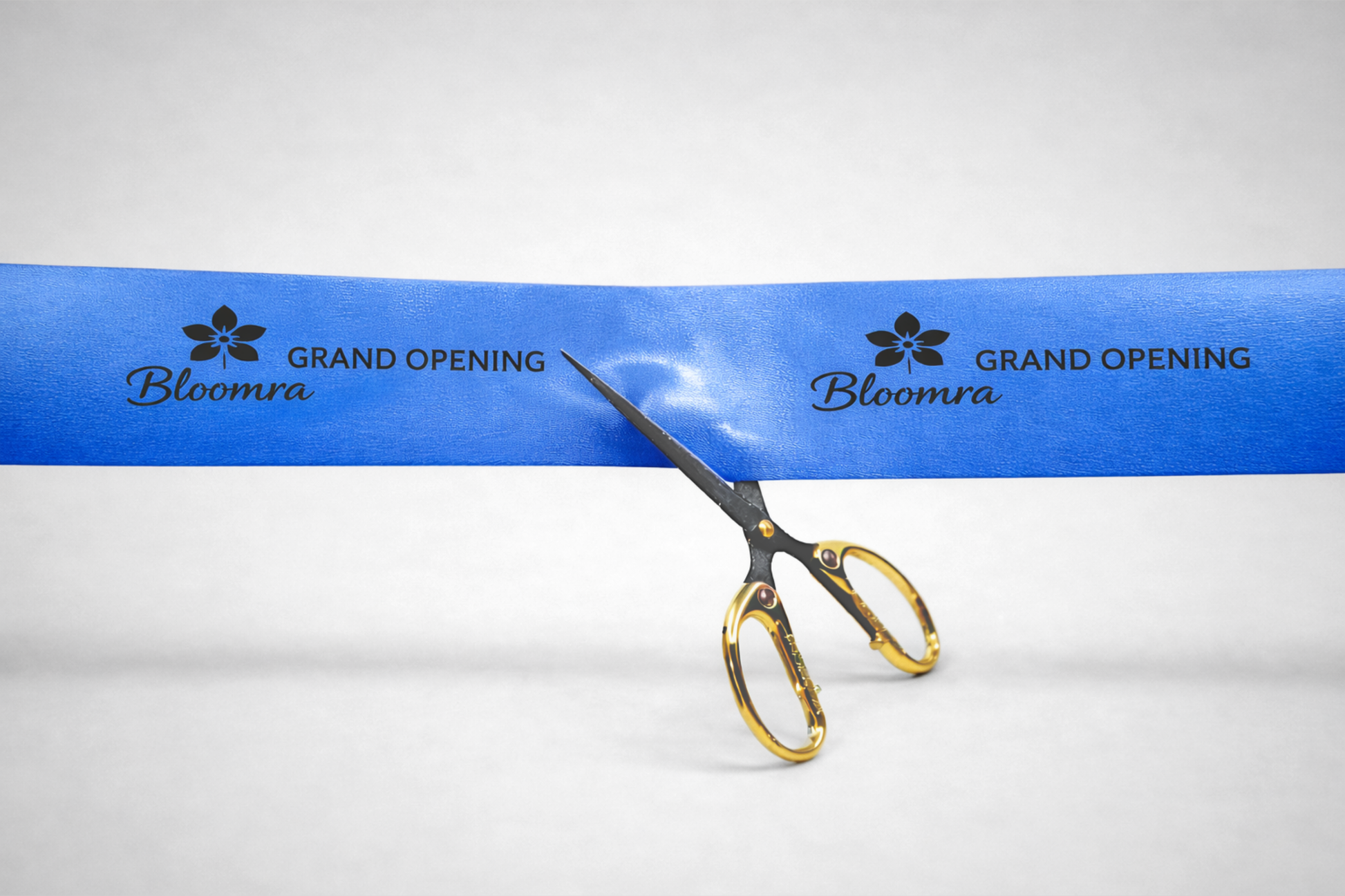 Blaues Einweihungsband mit individuellem Aufdruck von JM Band®.