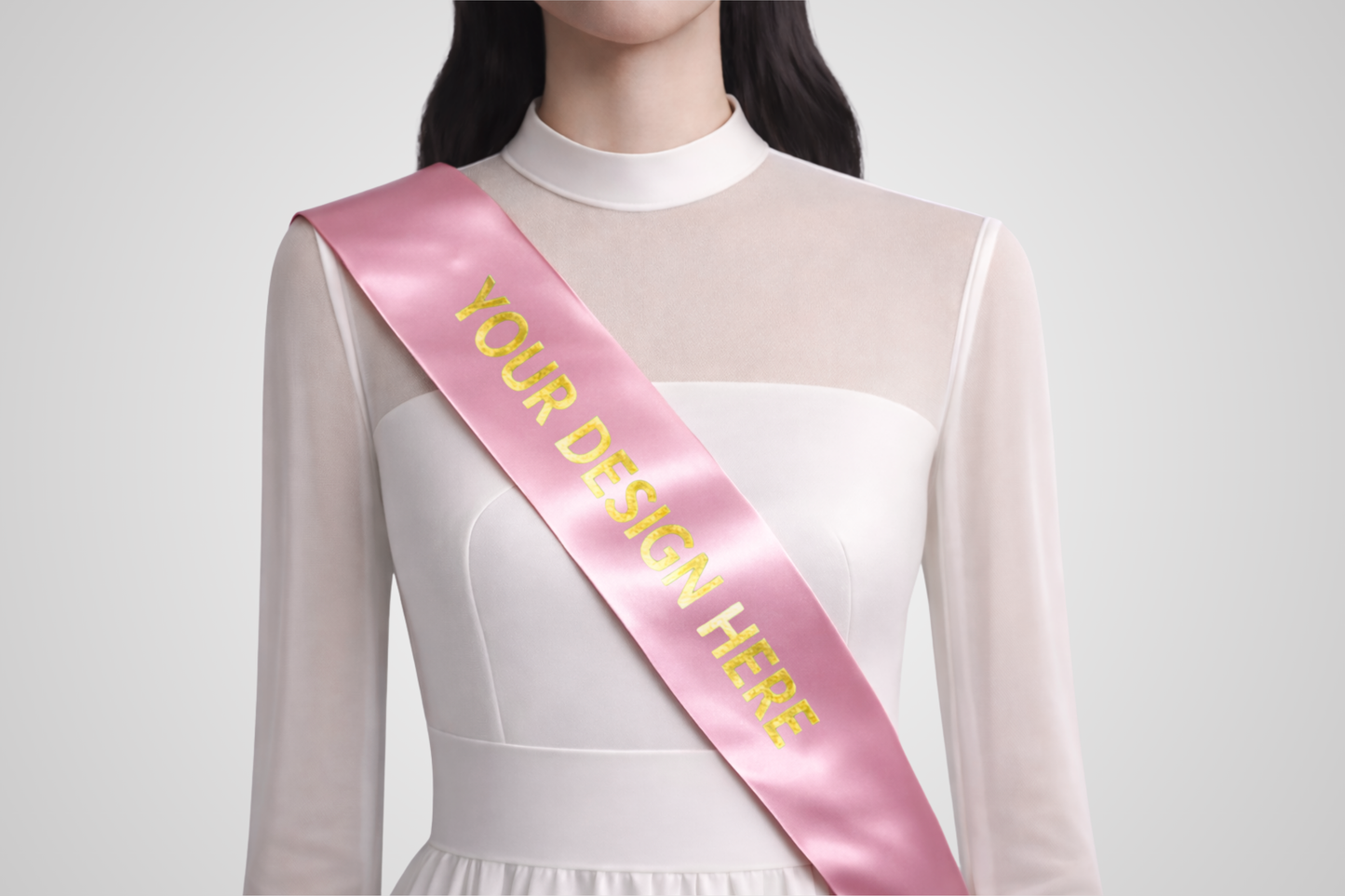 Rosa ECO-Satinschärpe mit individuellem Design von JM Band®.