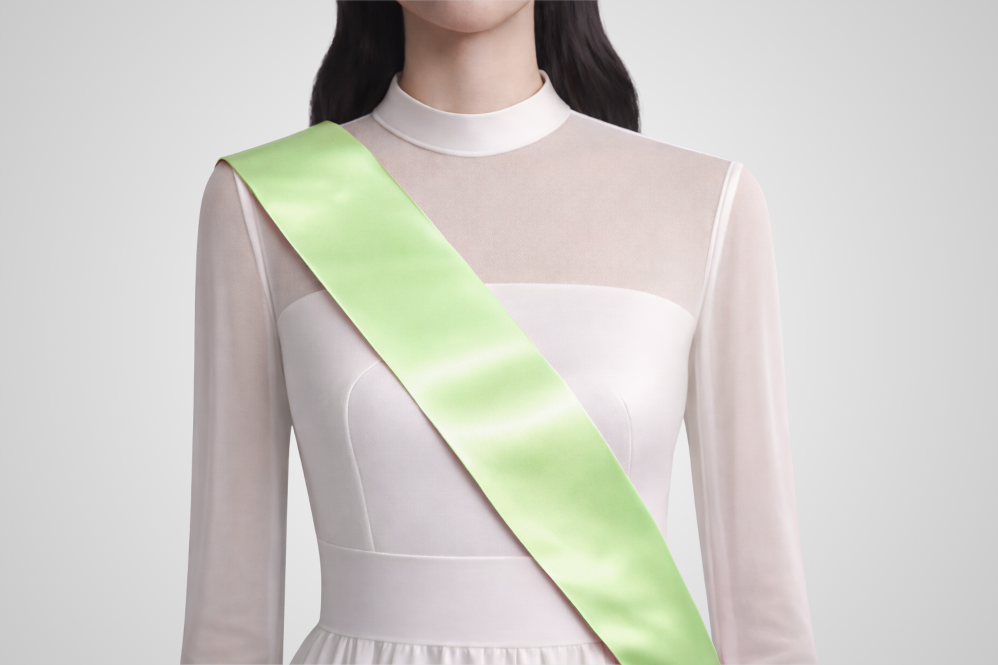 Hellgrüne, unbedruckte ECO-Satinschärpe von JM Band®.