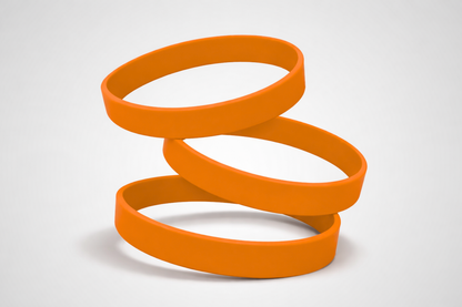 Orangefarbene, schlichte Silikonarmbänder. Silikonarmbänder ohne Aufdruck bei JM Band® kaufen.