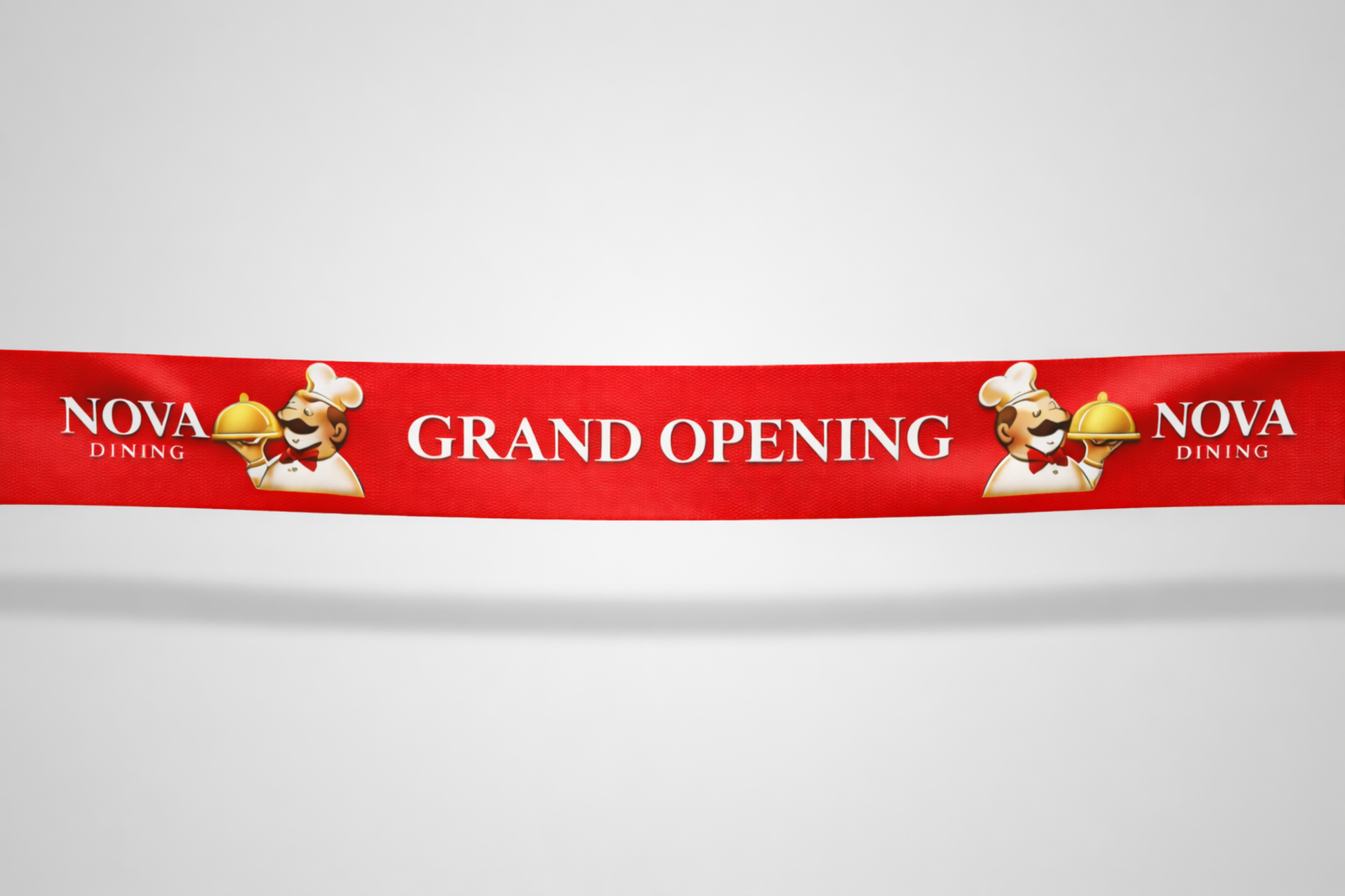 Rotes Einweihungsband mit individuellem Farbdruck von JM Band®.