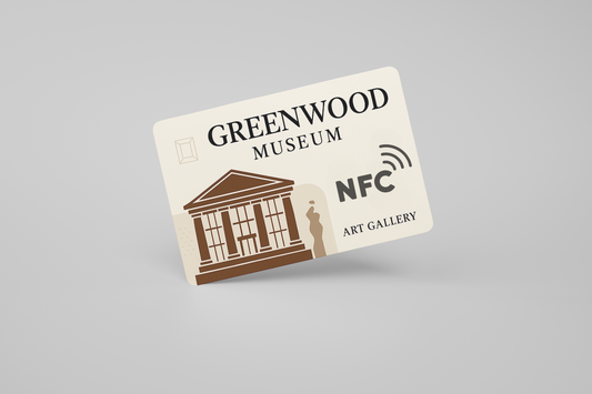 A photo of an NFC card made of rPVC with custom design