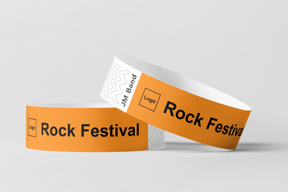 Papierarmband – Schwarze bedruckte Papierarmbänder JM Band® 10 Orange