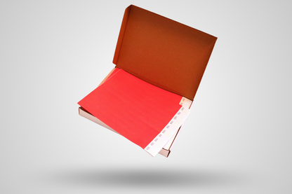 Ein Foto der 1000er-Packung Papierarmbänder (unbedruckt) von JM Band®. Rote Papierarmbänder sind hier erhältlich.